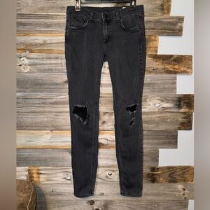 Rag & Bone Skinny Jeans Women's 29 Black Stretch Denim Low Rise Distressed Pants